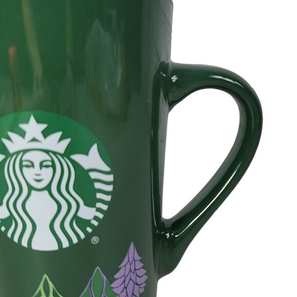 Starbucks Christmas Mug Green 16fl Oz Mermaid Logo Round Trees Holiday 2020 Tall - Picture 2 of 10
